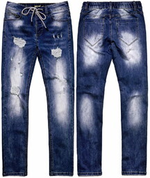 Spodnie jeansowe męskie granatowe z sznurkiem Recea