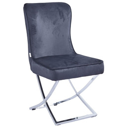 Krzesło Glamour Y-2010 szary welur srebrne nogi OUTLET