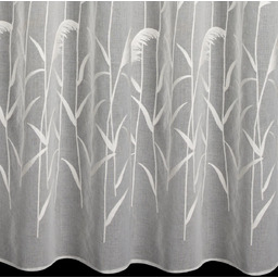 Firana kremowa zdobiona haftem trawy pampasowej FK004-01