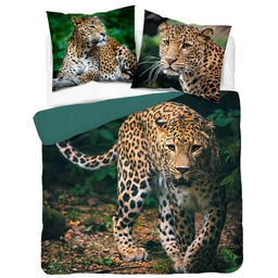 Pościel bawełniana 160x200 gepard zielona Holland