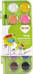 Farby akwarelowe 12 kolorów Happy Color - GDD