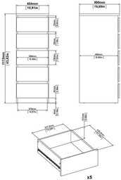 Komoda wysoka z szufladami czarna mat 40 cm