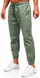 Zielone spodnie joggery męskie Denley 001