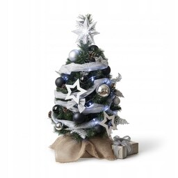 Choinka sztuczna dekorowana ubrana z lampkami Led bombki