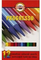 Kredki bezdrzewne 12 kolorów PROGRESSO KOH-I-NOOR /8756/