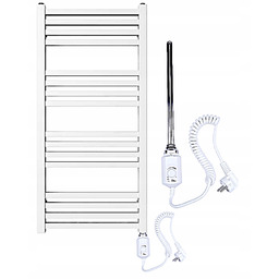 Grzejnik łazienkowy elektryczny 83x40 Biały matowy Grzałka 300W