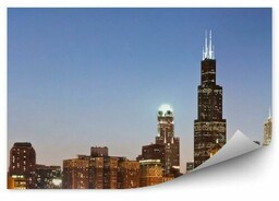 Chicago wieżowce noc światła ocean Fototapeta na ścianę