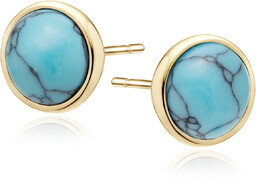 Eleganckie pozlacane srebrne kolczyki kółka turkus srebro 925