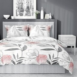 Pościel satynowa 160x200 Home Satin 126 biała szara
