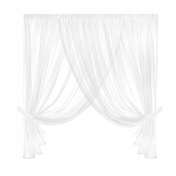 Biała Firana Z Woalu Pompony 400x150 Emporio II