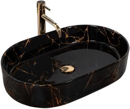Umywalka nablatowa REA Nadia Czarna Marble Shiny