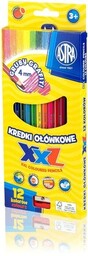 Kredki ołówkowe 12 kolorów ASTRA grafit XXL 4mm