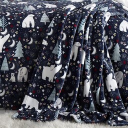 Fusion - Granatowy koc bożonarodzeniowy (120 x 150