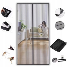 Moskitiera na Drzwi Magnetyczna Gruba Siatka Łatwy Montaż