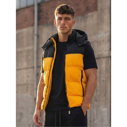 Camelowa pikowana kamizelka męska z kapturem Denley 1189