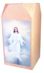 Świecznik drewniany Jezus wstępujący do nieba