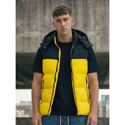 Żółta pikowana kamizelka męska z kapturem Denley 1189