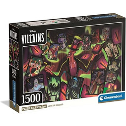 CLEMENTONIPUZZLE DLA DOROSŁYCH, PZL 1500 DISNEY VILLAINS COMPACT