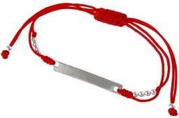 Bransoletka szczęścia celebrytka blaszka sztabka bawełna srebro 925