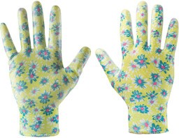Rękawice ogrodowe pokryte nitrylem, wzór kwiatki, rozmiar 8"