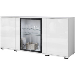 Biała komoda z witryną LED Caro (CARS15420)