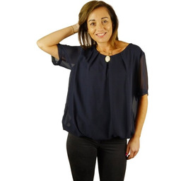 Bluzka wizytowa z broszką, szyfon, rozm. 48