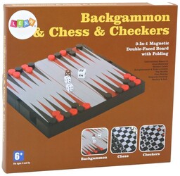 Zestaw Gier 3w1 Plansza Magnetyczna Szachy Warcaby Backgammon