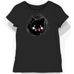 Koszulka damska czarna z nadrukiem kokardy Hello Kitty