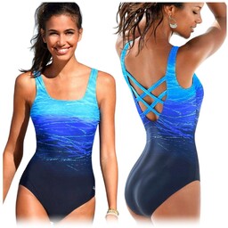 Strój kąpielowy jednoczęściowy monokini boho niebieski XXL