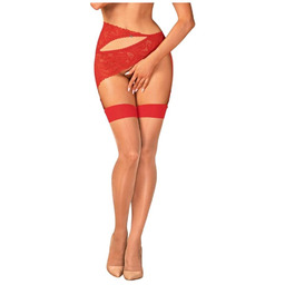 S814 Pończochy Czarwone S/M Obsessive 100% ORYGINAŁ DYSKRETNA