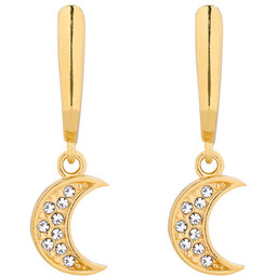 Złote kolczyki z księżycami SWAROVSKI  CRYSTAL