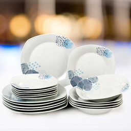 Serwis Obiadowy Porcelanowy Zestaw Talerzy Biały Na 6