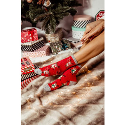 Skarpetki damskie świąteczne Stojące Renifery czerwone Milena