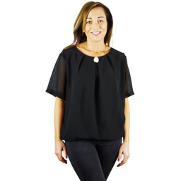 Bluzka wizytowa z broszką, szyfon, rozm. 50