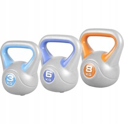 Zestaw kettlebell winylowych 17kg 3szt hantel kula