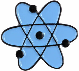 Metalowa przypinka atom