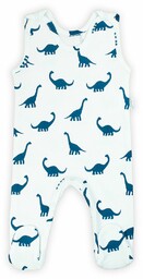 Biały śpioch bawełniany dla niemowlaka- niebieskie dinozaury