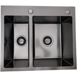 Zlewozmywak stalowy dwukomorowy STEEL 5648 CZARNY