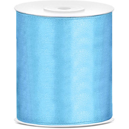 Tasiemka satynowa, błękitna, 100mm/25 m, 1 szt.