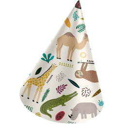Czapeczki urodzinowe Zoo - 6 szt.