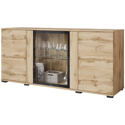 Komoda z witryną LED Caro dąb wotan (CARS154W)