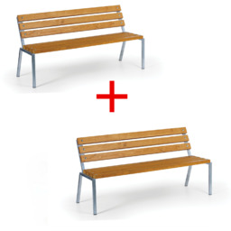 Ławka zewnętrzna STACK, sztaplowana, z oparciem, , ocynkowana,