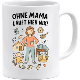 Ohne Mama lauf hier nix filiżanka zabawny prezent