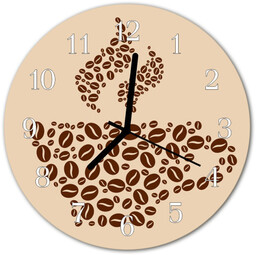 Zegar szklany okrągły Kawa Ziarna