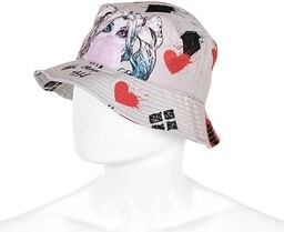 Harley Quinn Mad Love-Czapka Bucket, Beżowa, 25 x