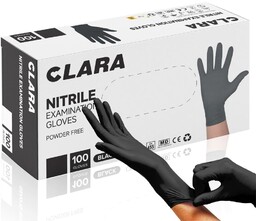 CLARA Rękawiczki nitrylowe bezpudrowe czarne S 100 szt