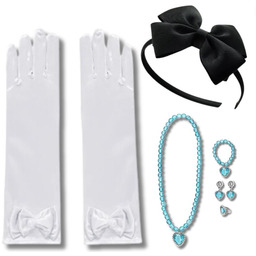 Naszyjnik Kolczyki Opaska Kokarda Rękawiczki Zestaw Alicja