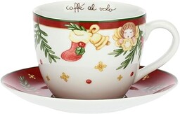 THUN -Porcelanowy kubek śniadaniowy ze spodkiem 650 cm3,