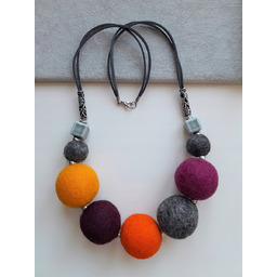 Naszyjnik Z Filcu Kule Ceramika 70Cm