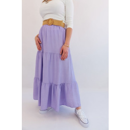 Długa Spódnica Maxi z Falbanami Liliowa UNI